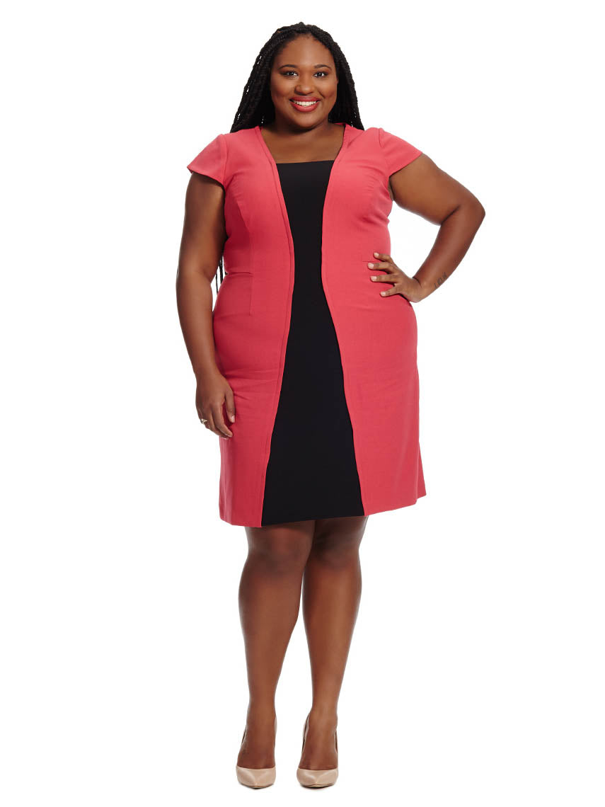 Flare Red Black Colorblock Dress Adrianna Papell Gwynnie Bee