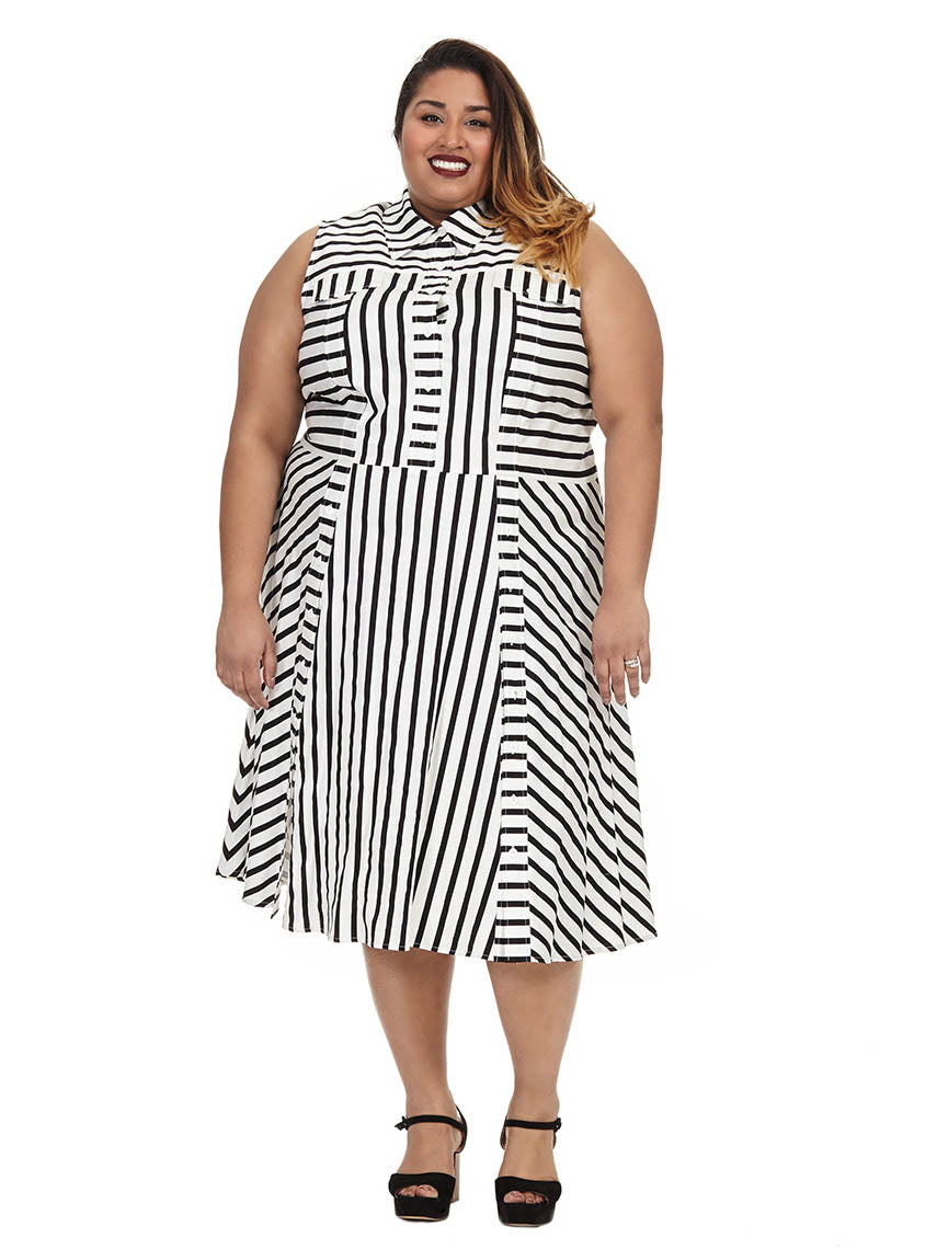 Shirt Dress In Mixed Stripes | Julia Jordan | Gwynnie Bee Rental