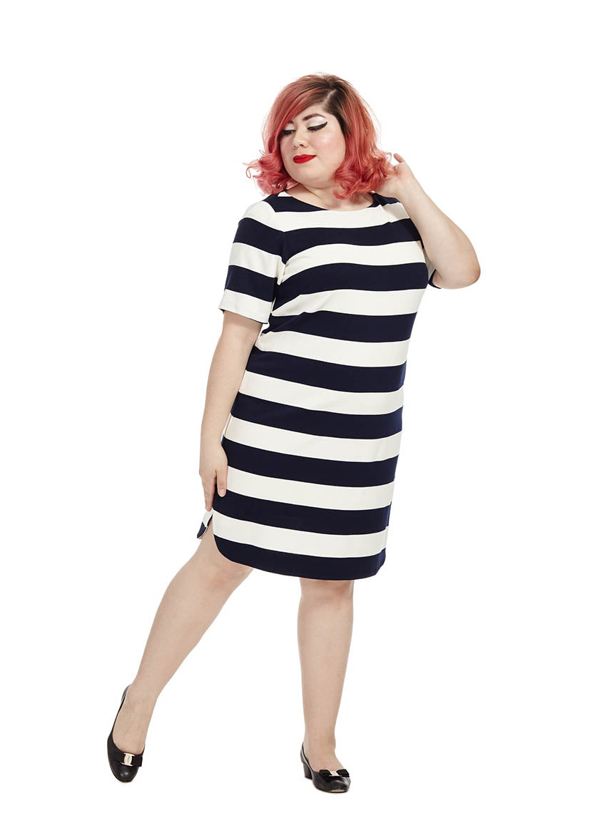 navy striped dress