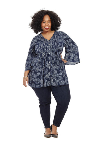 Pintuck Bell Sleeve Blouse In Vivian Angel | Melissa McCarthy Seven7 ...