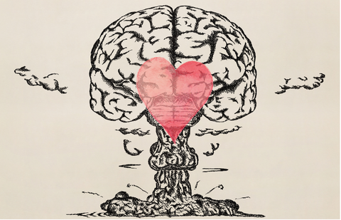 Exploding brain with love heart