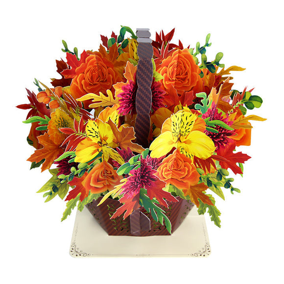 Fall Flower Basket Pop up Card for Thanksgiving