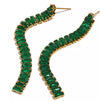 Linear Green Baguette Earrings