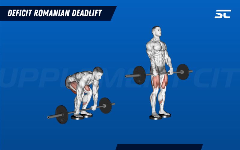 a man doing deficit romanian deadlift