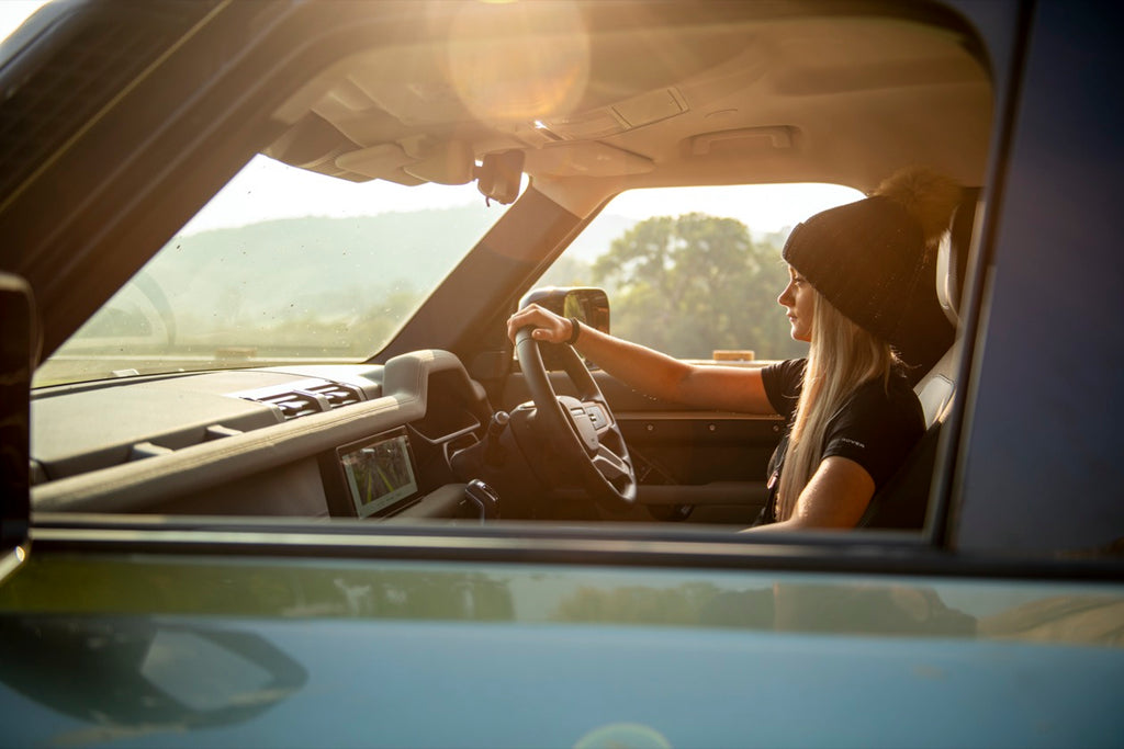 Jessica Hawkins in Land Rover Defender