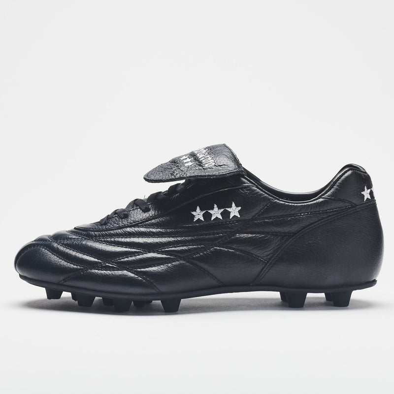 all black leather football boots