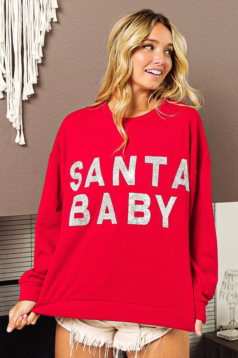 BiBi Santa Baby Lettering Christmas Sweatshirt