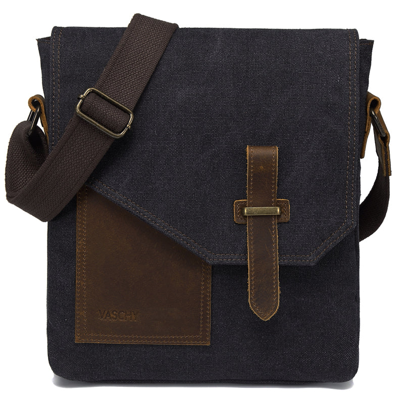 canvas and leather messenger bag