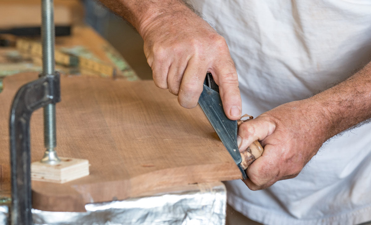 John Martin doing woodwork by hand