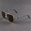 Vazrobe Aviation Sunglasses Men Glass Sun Glasses for Man Natural Crystal Stone Lens Anti Scratch Brown UV400