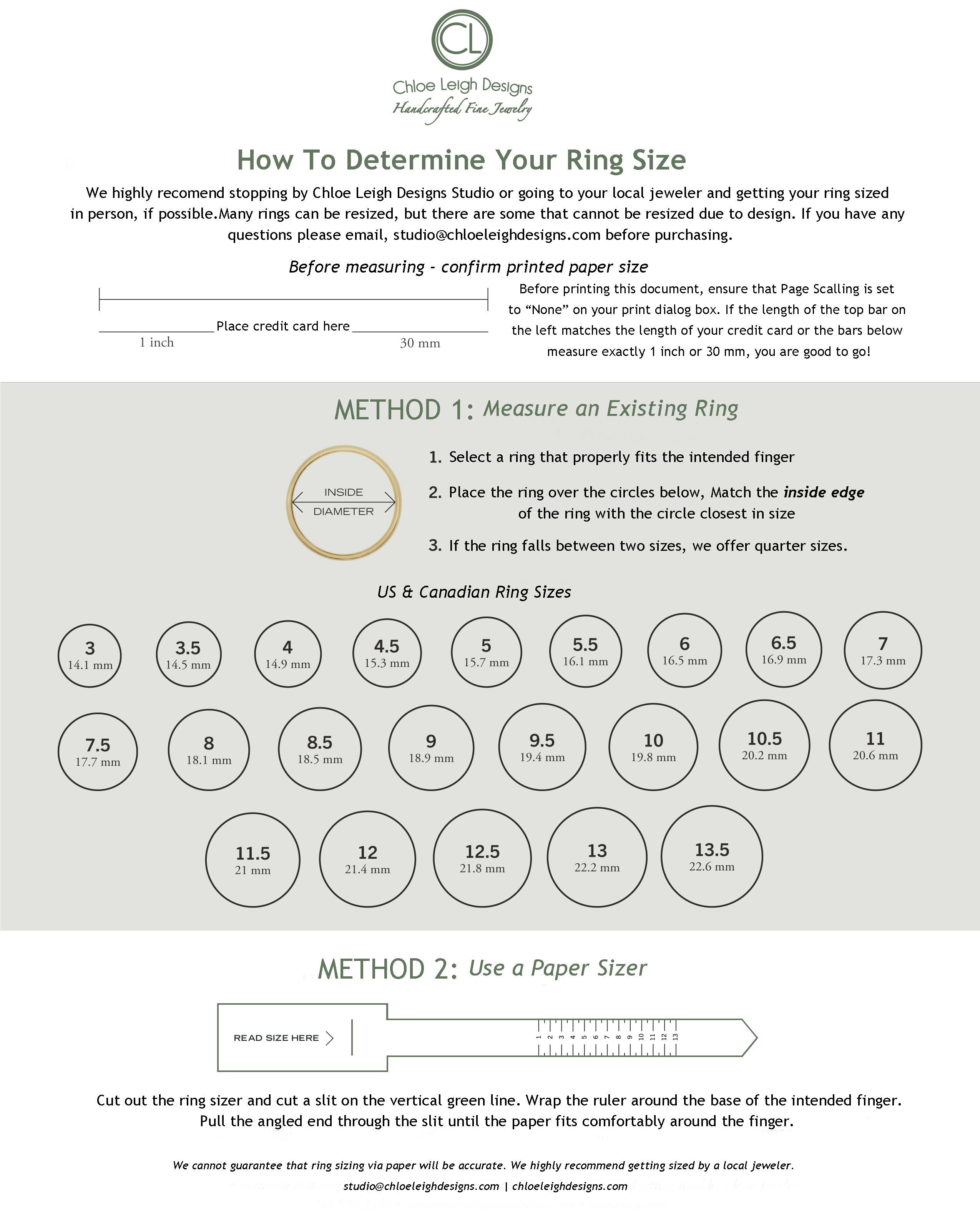 Ring Size Guide – Yasèmia