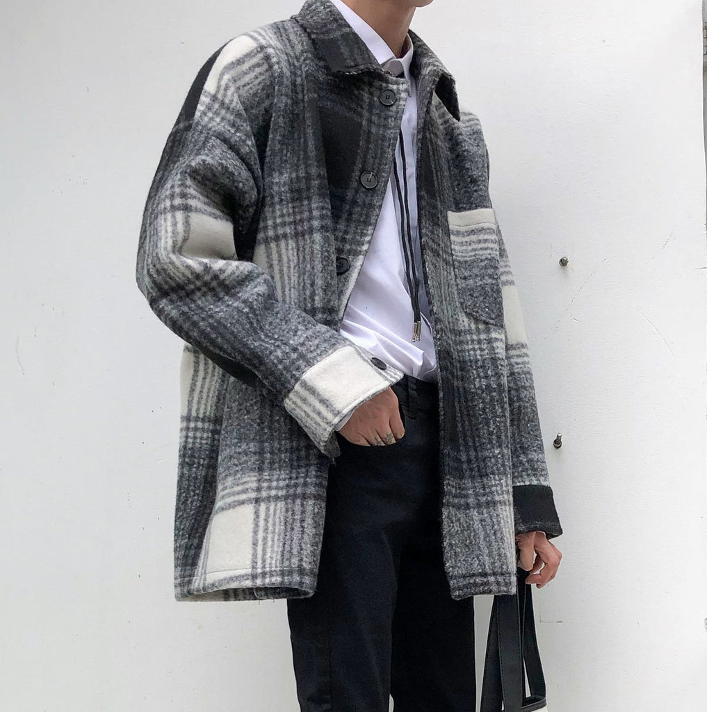 Elegant Simple Plaid Winter Jacket – Aesthetic Clothes Store