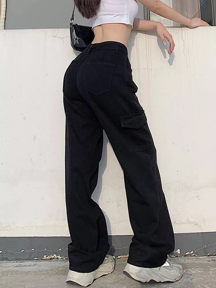 3 Pocket High Waisted Cargo Trousers – Aesthetic Clothes Store