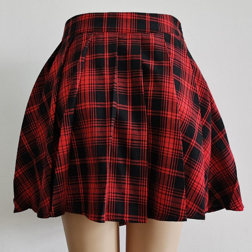 Harajuku Gothic Plaid Skirts – Aesthetic Clothes Store