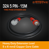 32A 3 Phase 5 Pin Extension Lead (15M)