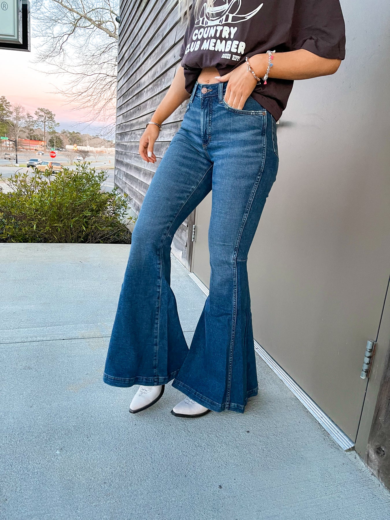 Mujer Jeans vintage acampanados de tiro alto