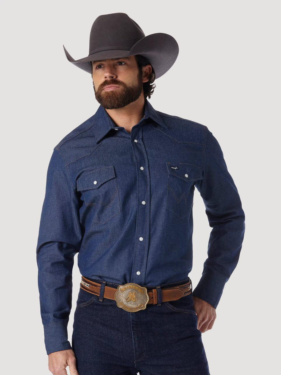 Men's Wrangler Cowboy Cut Rigid Denim Work Shirt – Boot Country