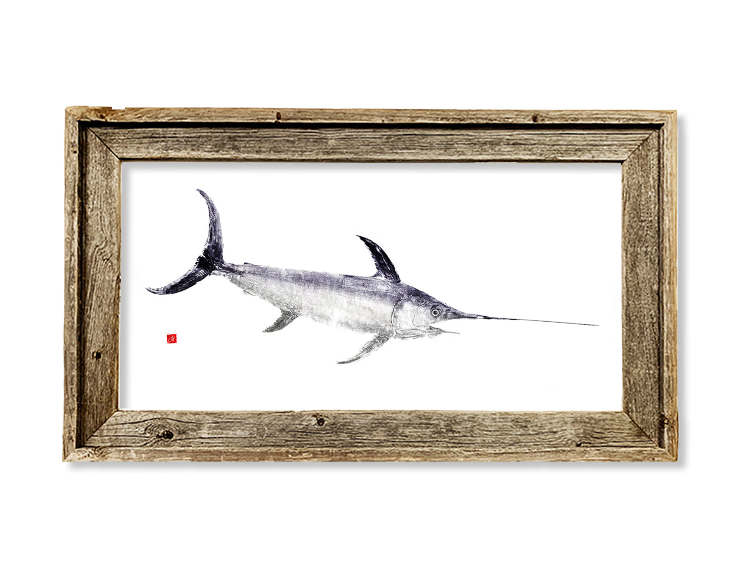 Framed swordfish 26 x 16 framed print – fishedimpressions