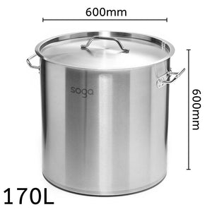 Silver Stainless Steel Stock Pot - 170L - Notbrand