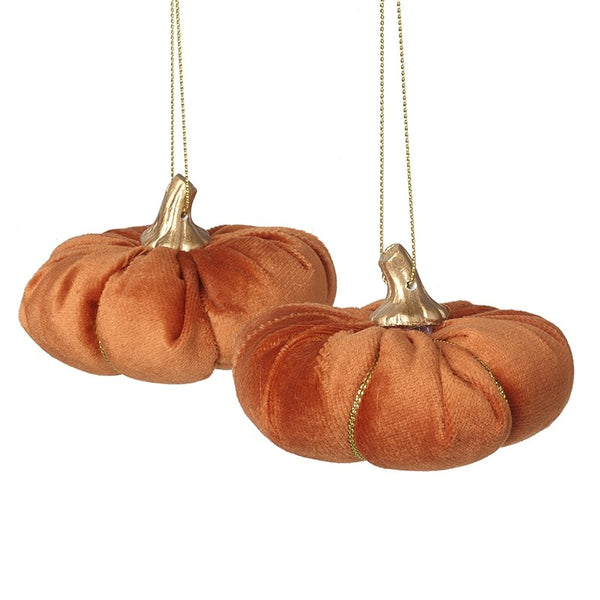 Heaven Sends Set of 2 Velvet Pumpkin Hanging Halloween Decorations