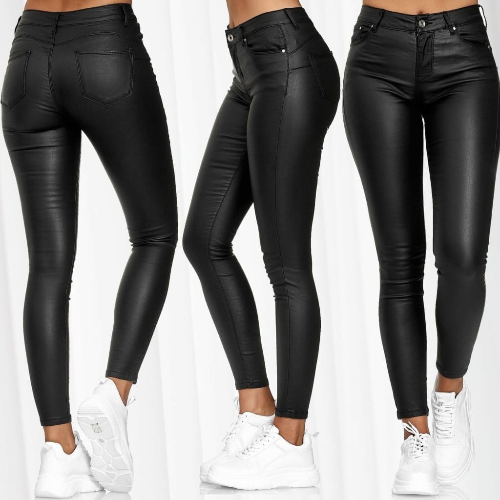 Pantalon en Cuir Couleur Unie, Sexy femme