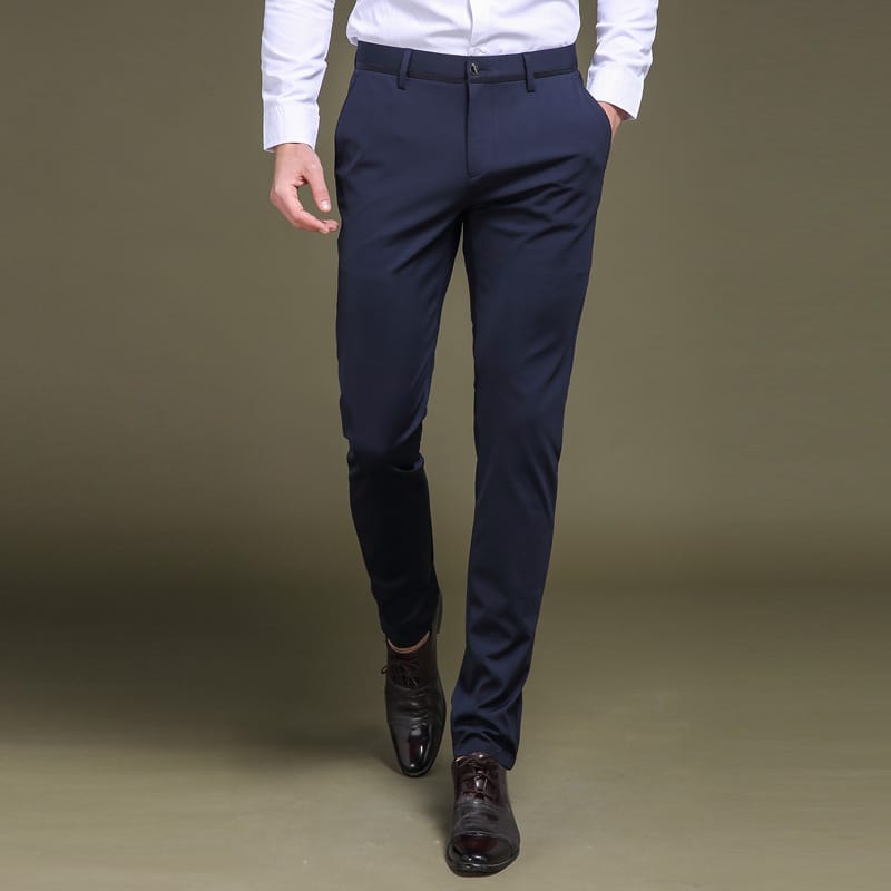 New Men’s Business Casual Trousers Slim High Stretch Pants