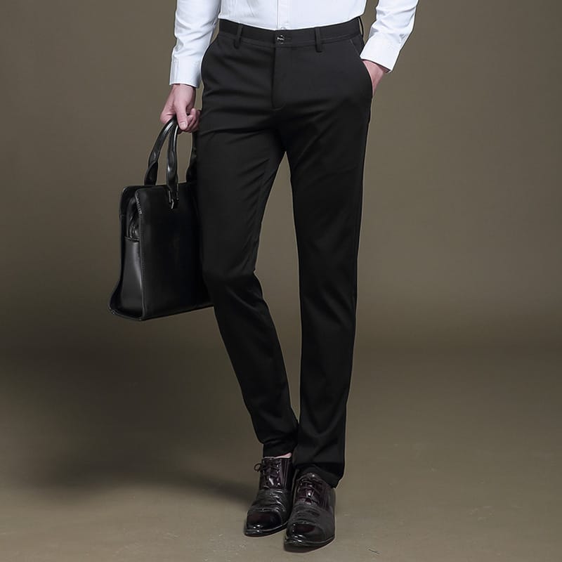 New Men’s Business Casual Trousers Slim High Stretch Pants