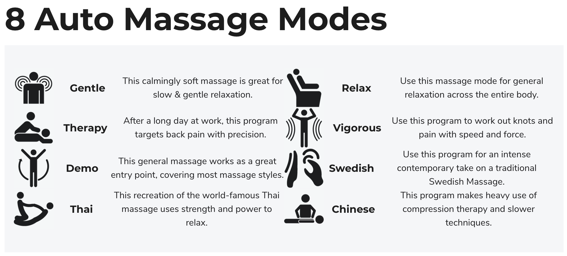 8 Auto Massage Modes