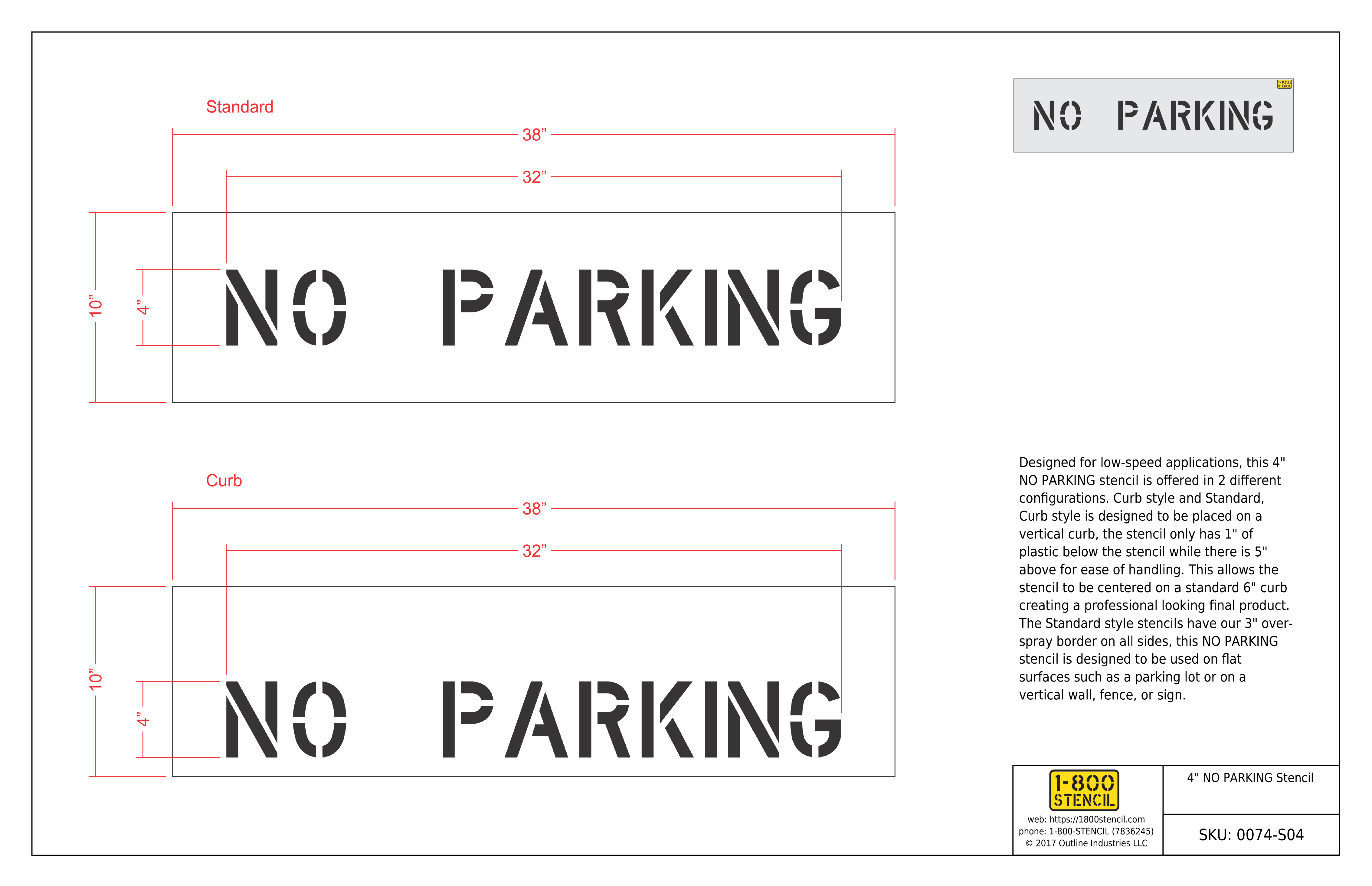 NO PARKING Stencil - Parking Lot Stencils - Industrial Stencils