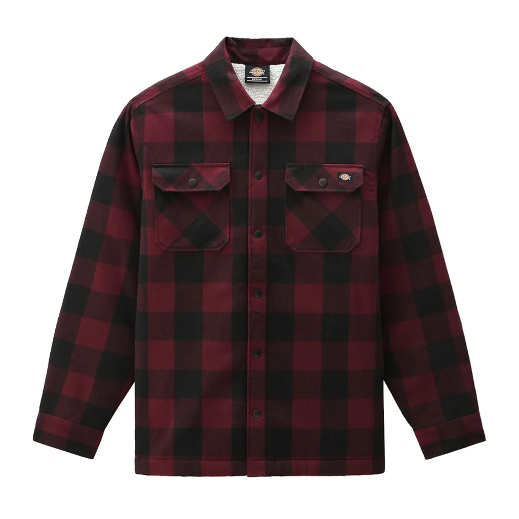 Dickies Sherpa Lined Sacramento Shirt em Maroon