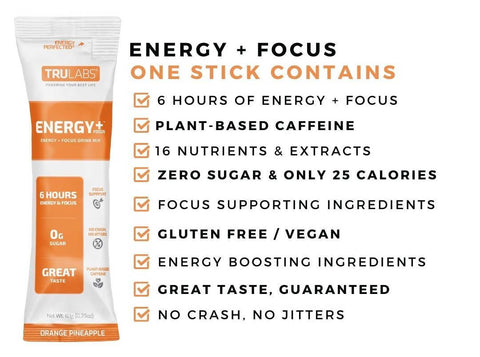 TruLabs-Energy + Focus-Orange Pineapple-One Stick Contains