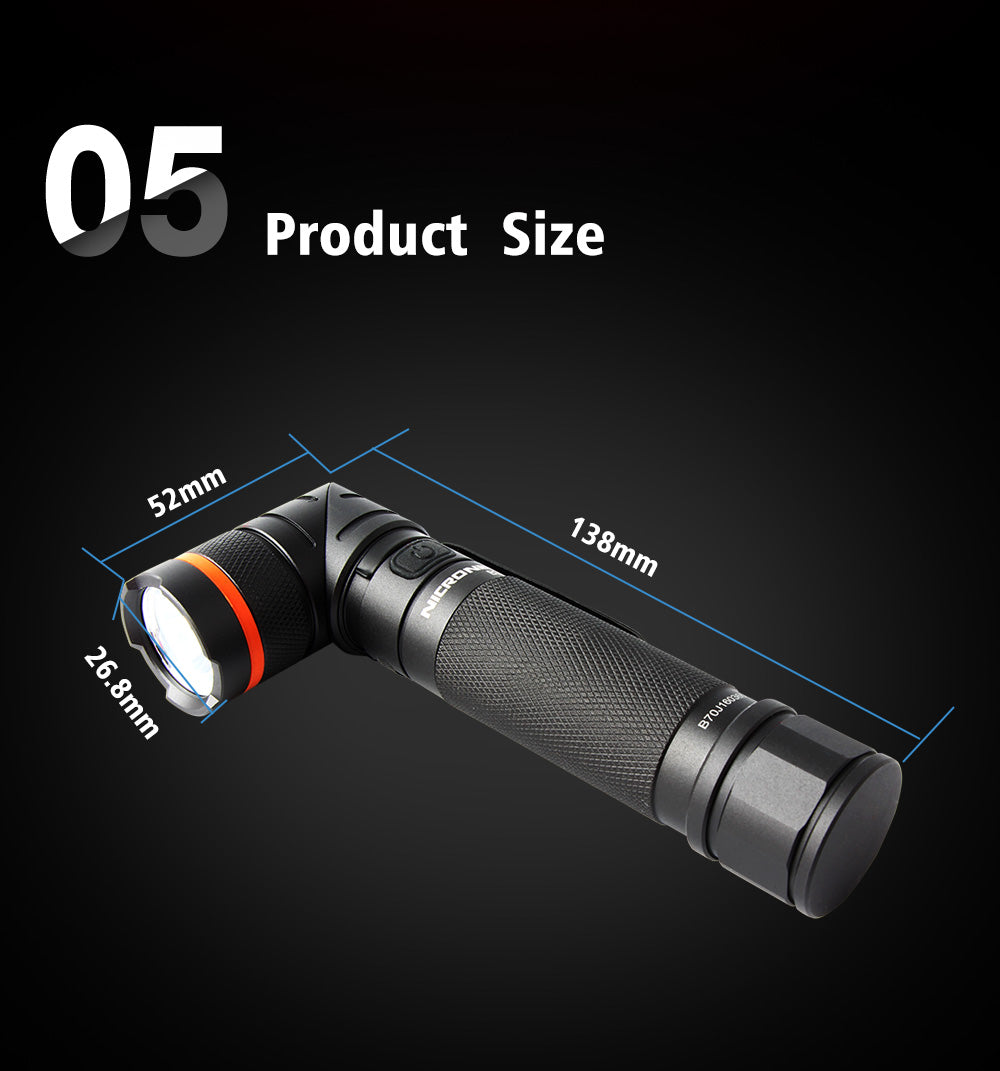 Nicron® High Lumen Magnetic Twist Rechargeable Led Flashlight B70