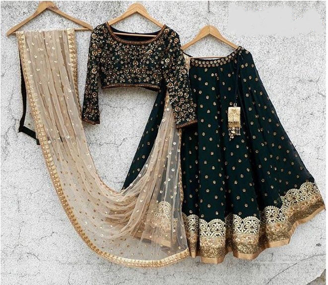 party wear black lehenga