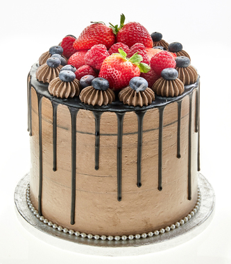 Vegan chocolate cake with drips and chocolate drips