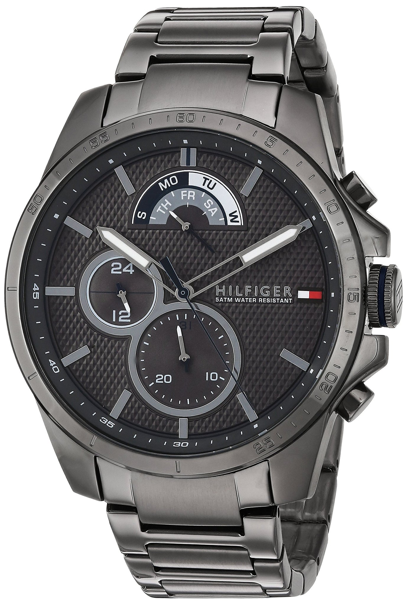 tommy hilfiger men's black ip bracelet watch