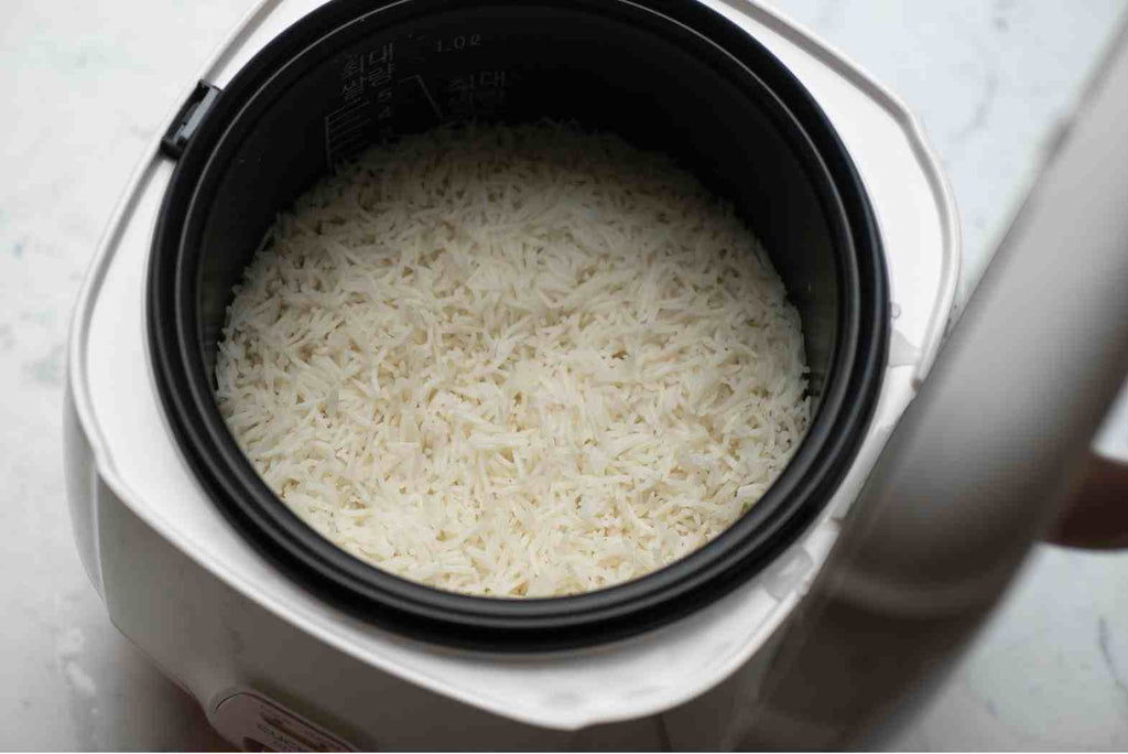 Perfectly cooked rice in a rice cooker