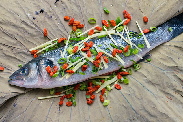 BBQ Sea Bass in Lotus Leaves