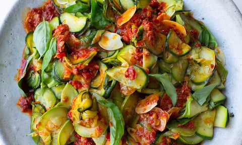 Courgettes with harissa and lemon