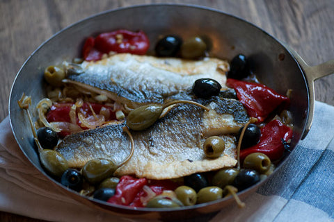 Pan-Fried Sea Bass With Piquillo Peppers Recipe