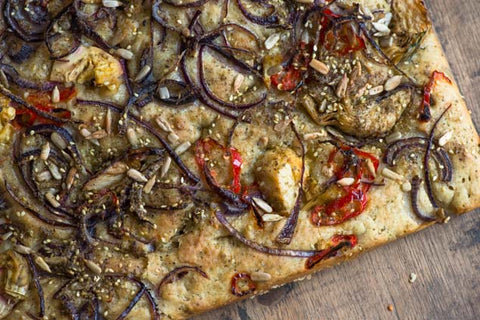 Za’atar Focaccia with Artichoke, Feta and Chilli