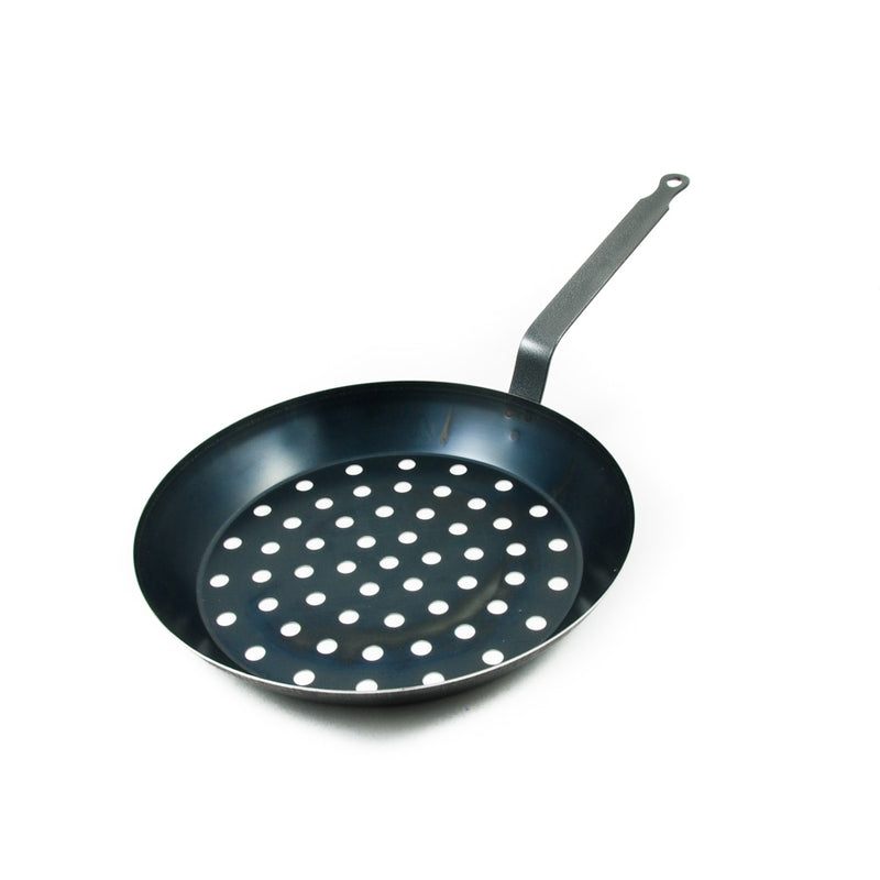 CHESTNUT PAN IN BLACK STEEL D28-COOKING UTENSIL