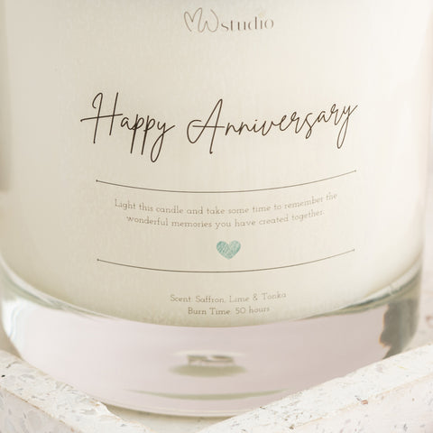 Anniversary Candle label with personalised message