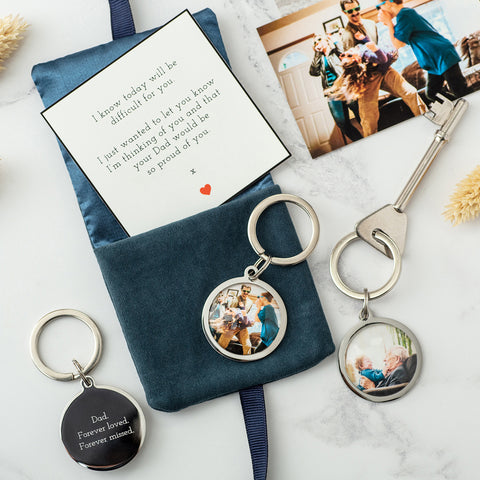 Photo Keyring examples with personalised photos and engravings