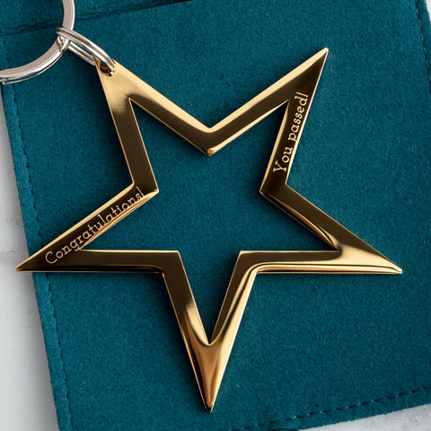 Gold Star Keyring with personalised engraving