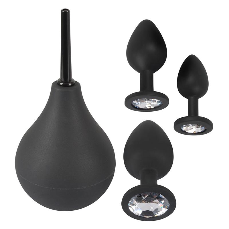 Image of Jewelled Butt Plug Set with Douche