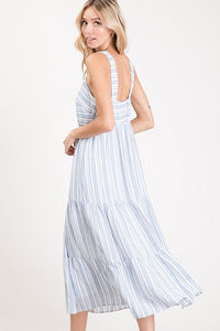 Stripe Ruffle Midi Dress