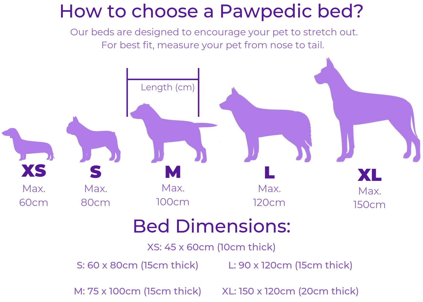 Pet Bed Size Chart
