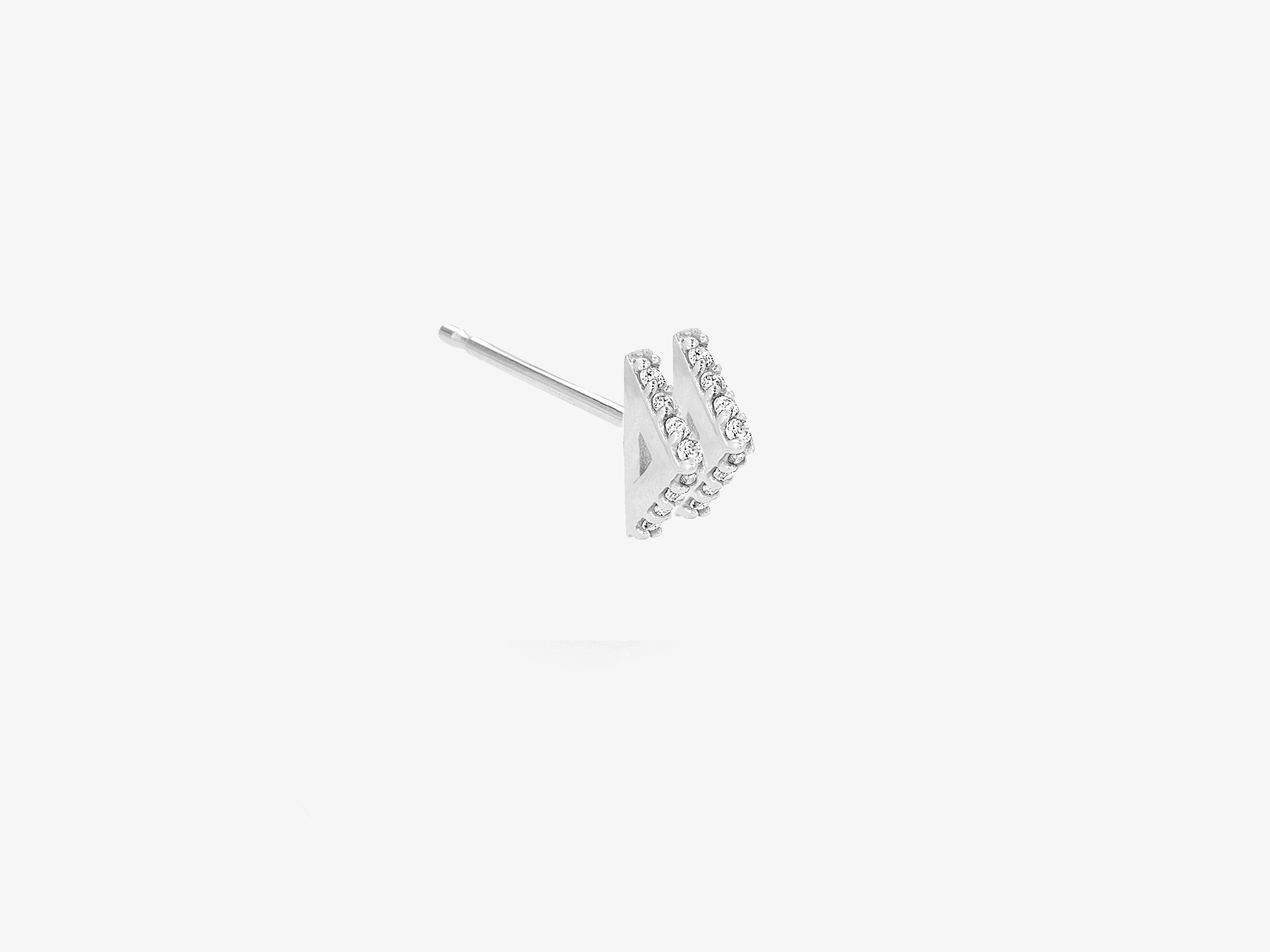 Double Triangle Single Stud with Diamond Pave