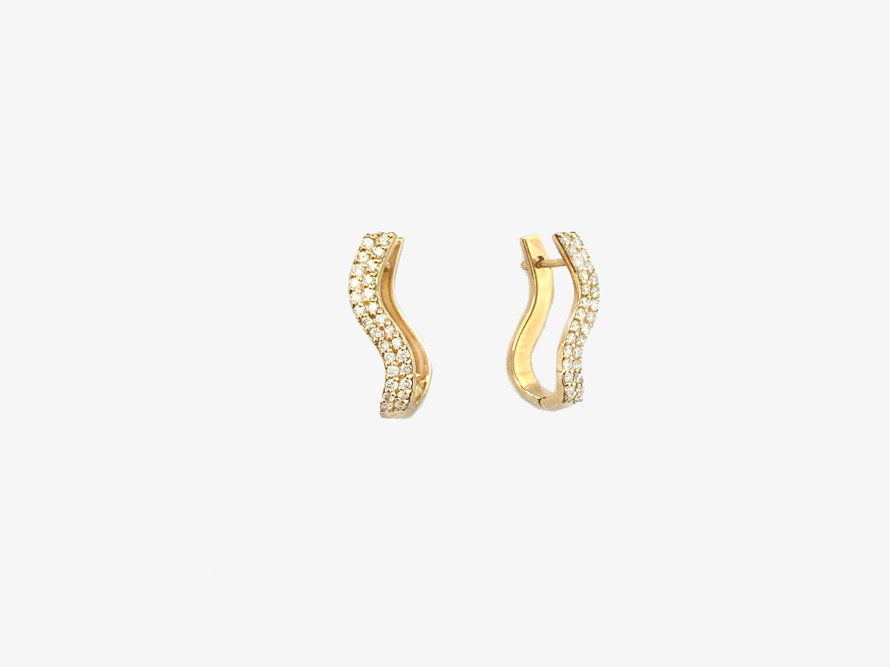 Infinity Curved Double Line Diamond Pave Hinged Earrings