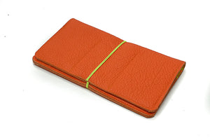 Orange elastic leather checkbook holder